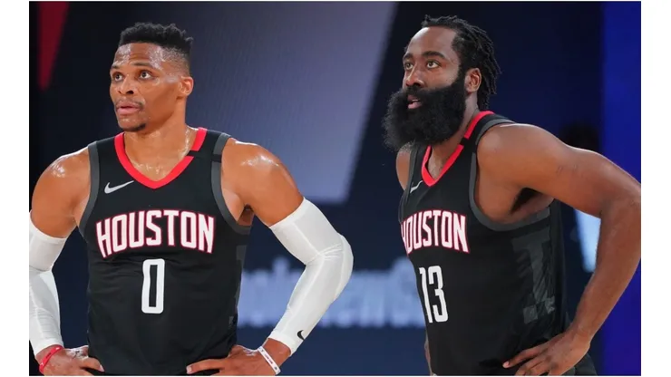 Russell Westbrook & James Harden. (Getty)