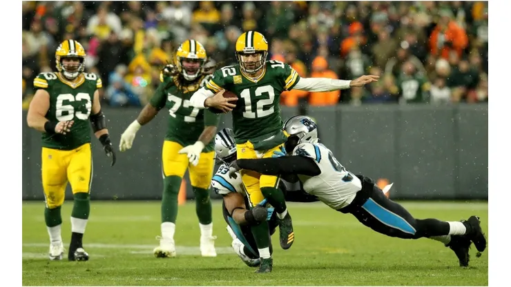 Aaron Rodgers vs the Panthers. (Getty)