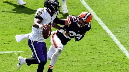 Lamar Jackson vs. the Browns. (Getty)
