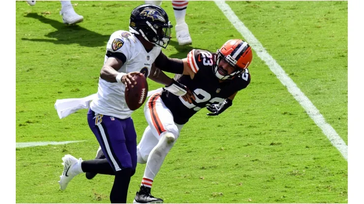 Lamar Jackson vs. the Browns. (Getty)