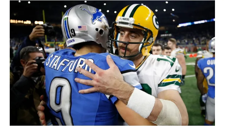 Matthew Stafford & Aaron Rodgers. (Getty)