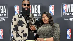 James Harden & his mom. (Getty)