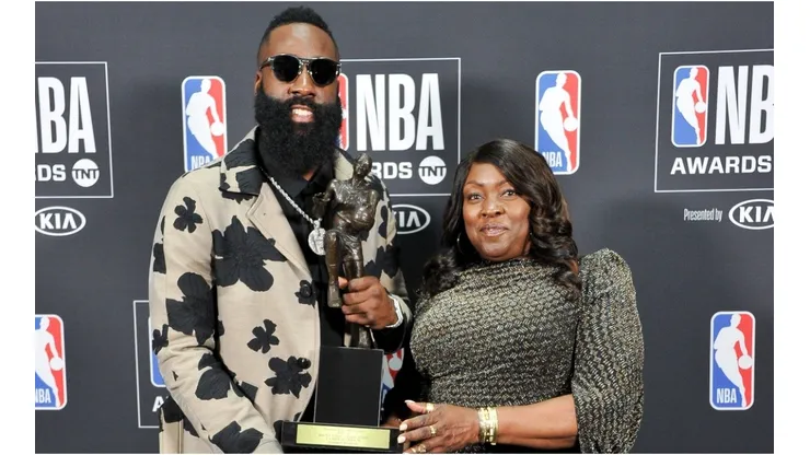James Harden & his mom. (Getty)