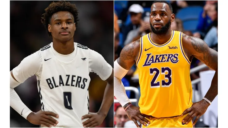 Bronny James (left) & LeBron James. (Getty)
