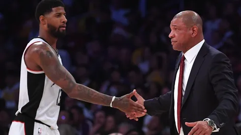 Paul George & Doc Rivers. (Getty)
