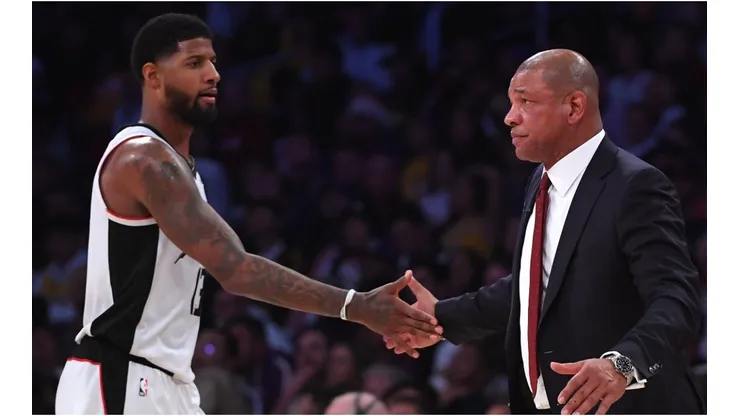 Paul George & Doc Rivers. (Getty)