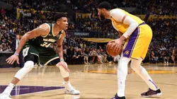 Giannis Antetokounmpo guarding Anthony Davis. (Getty)