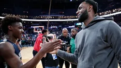 Bronny James and his father LeBron. (Getty)