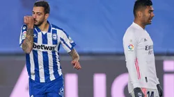 Joselu of Deportivo Alavés celebrates after scoring his team's second goal against Real Madid (Getty).