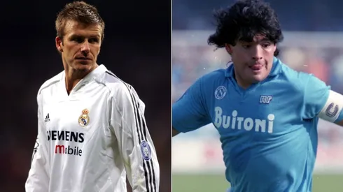 David Beckham (left) and Diego Maradona. (Getty)