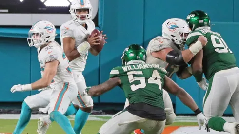 Tua Tagovailoa struggled vs. the Broncos. (Getty)