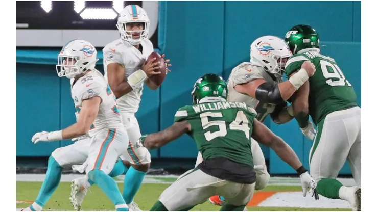 Tua Tagovailoa struggled vs. the Broncos. (Getty)