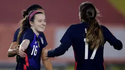 Rose Lavelle celebrates after scoring USWNT's first goal. (Getty)