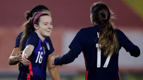 Rose Lavelle celebrates after scoring USWNT's first goal. (Getty)