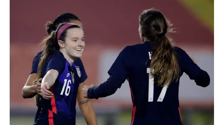 Rose Lavelle celebrates after scoring USWNT's first goal. (Getty)