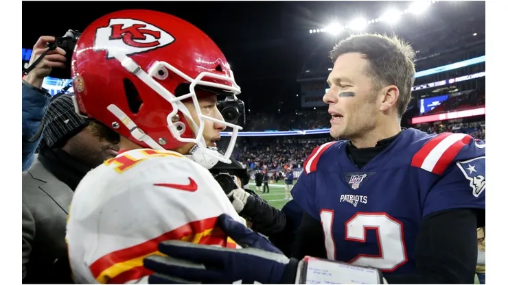 Patrick Mahomes and Tom Brady. (Getty)