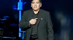 Diego Maradona during the ceremony that made him an honorary citizen of Naples. (Getty)