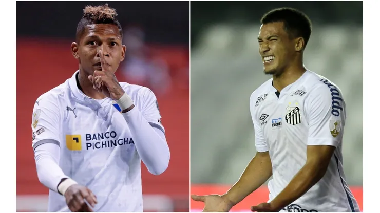 Billy Arce (left) of LDU Quito and Marcos Leonardo of Santos (Getty).