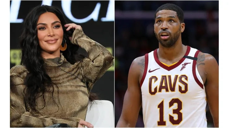 Kim Kardashian (left) & Tristan Thompson. (Getty)