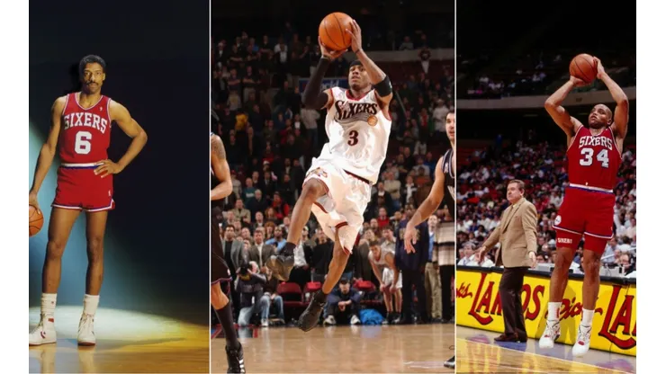 Julius Erving, Allen Iverson, Charles Barkley (Getty)