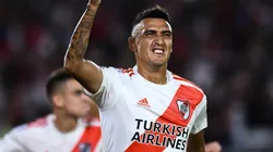 Matías Suárez of River Plate celebrates after scoring against Banfield (Getty).