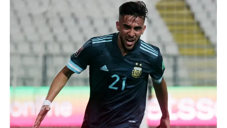 Nicolás González of Argentina celebrates after scoring against Peru (Getty).