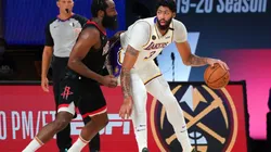 Harden guarding Davis. (Getty)