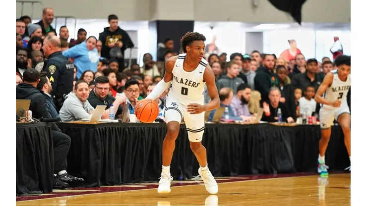 Bronny during the 2020 Spalding Hoophall Classic. (Getty)