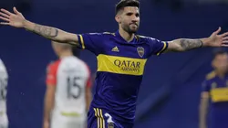 Lisandro López of Boca Juniors celebrates after scoring a goal (Getty).