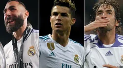 Karim Benzema, Cristiano Ronaldo, and Raul of Real Madrid