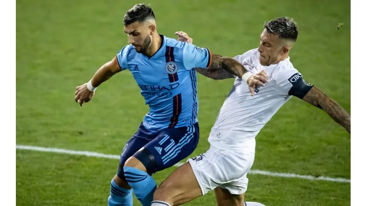 Valentin Castellanos (left) of New York City battles with Francisco Calvo (right) of Chicago Fire. (Getty)
