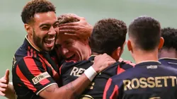 Jake Mulraney (left) celebrates after Jon Gallagher of Atlanta United scored a goal (Getty).