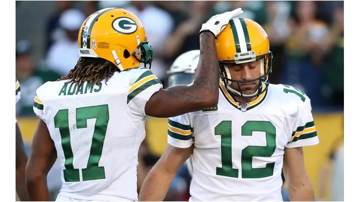 Davante Adams and Aaron Rodgers. (Getty)
