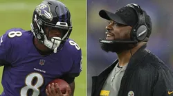 Lamar Jackson (left) & Mike Tomlin. (Getty)