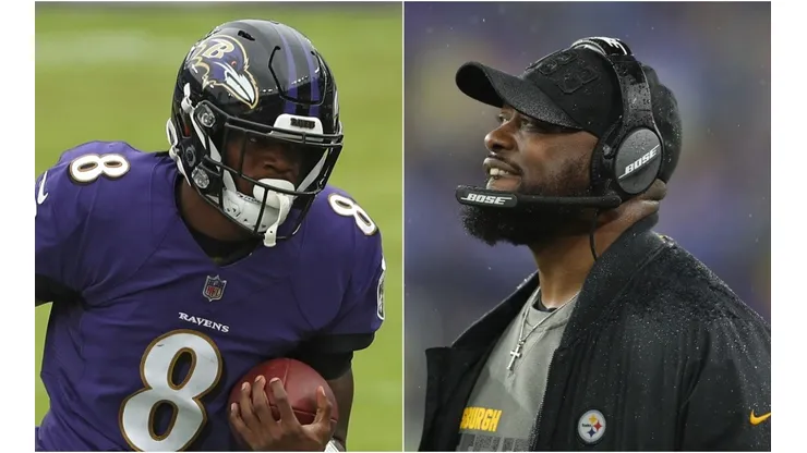 Lamar Jackson (left) & Mike Tomlin. (Getty)