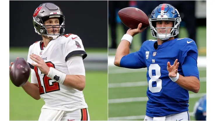 Tom Brady (left) and Daniel Jones. (Getty)