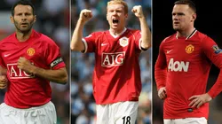 Ryan Giggs (left), Paul Scholes (centre) and Wayne Rooney (right). (Getty)