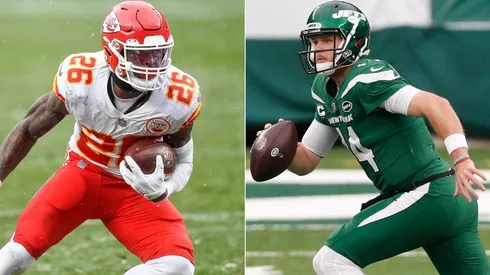 Le'Veon Bell (left) and Sam Darnold. (Getty)