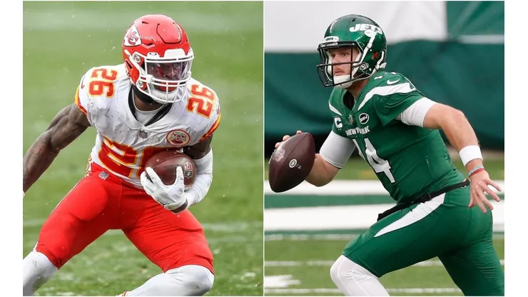 Le'Veon Bell (left) and Sam Darnold. (Getty)