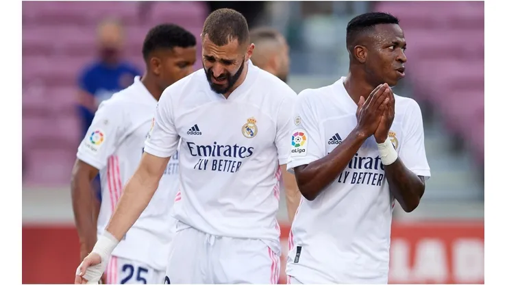 Benzema clearly isn't a fan of Vinicius. (Getty)