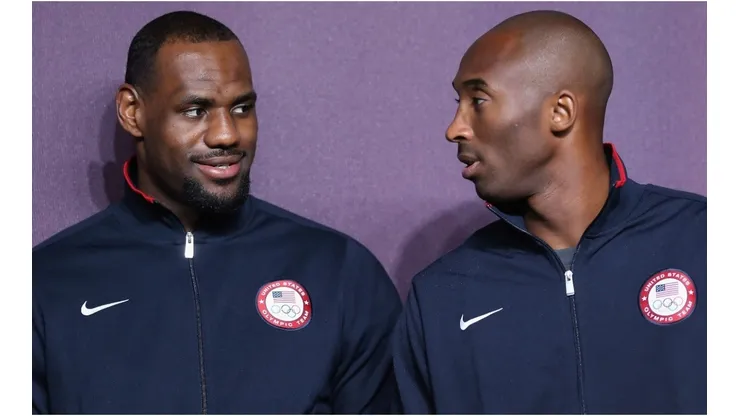 LeBron James and Kobe Bryant during a photo session for Team USA. (Getty)