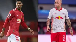 Marcus Rashford (left) and Angelino. (Getty)