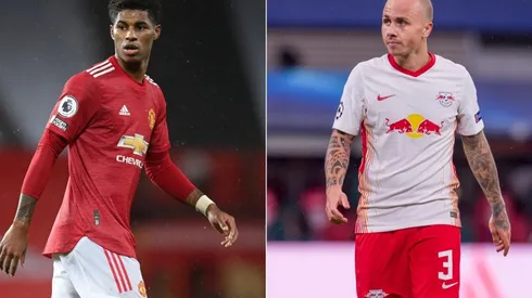 Marcus Rashford (left) and Angelino. (Getty)