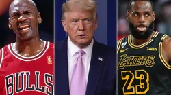 Michael Jordan (left), Donald Trump (middle), & LeBron James. (Getty)