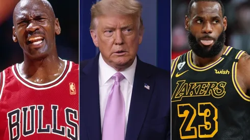 Michael Jordan (left), Donald Trump (middle), & LeBron James. (Getty)