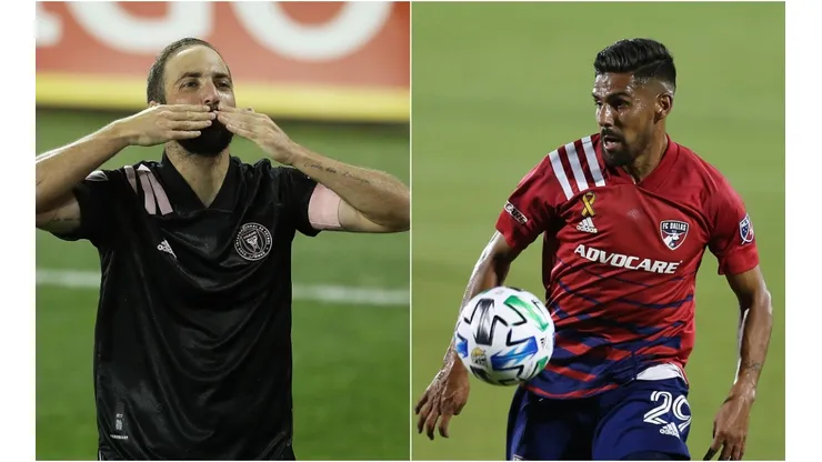 Inter Miami's Gonzalo Higuaín (left) and FC Dallas' Franco Jara (Getty).