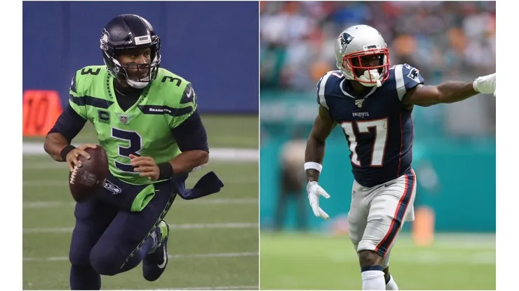 Russell Wilson (left) and Antonio Brown. (Getty)