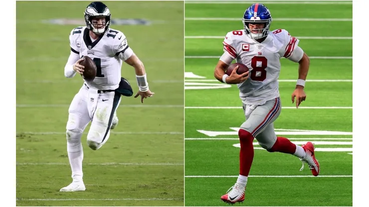 Carson Wentz (left) and Daniel Jones. (Getty)