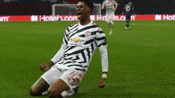 Marcus Rashford celebrates after scoring the 2-1 for Manchester United. (Getty)