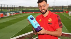 Bruno Fernandes of Manchester United is Presented with the Premier League Player of the Month for February. (Getty)